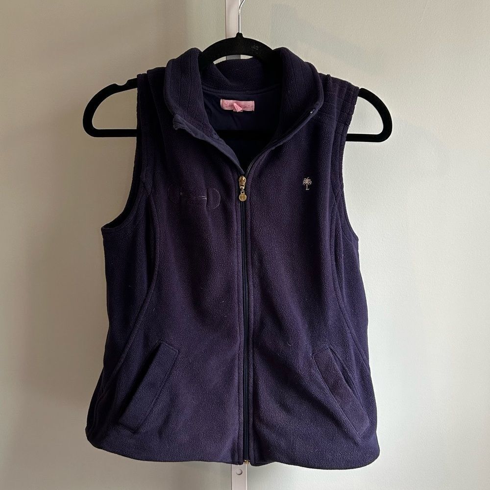 Lilly Pulitzer Navy Fleece Full Zip Vest
